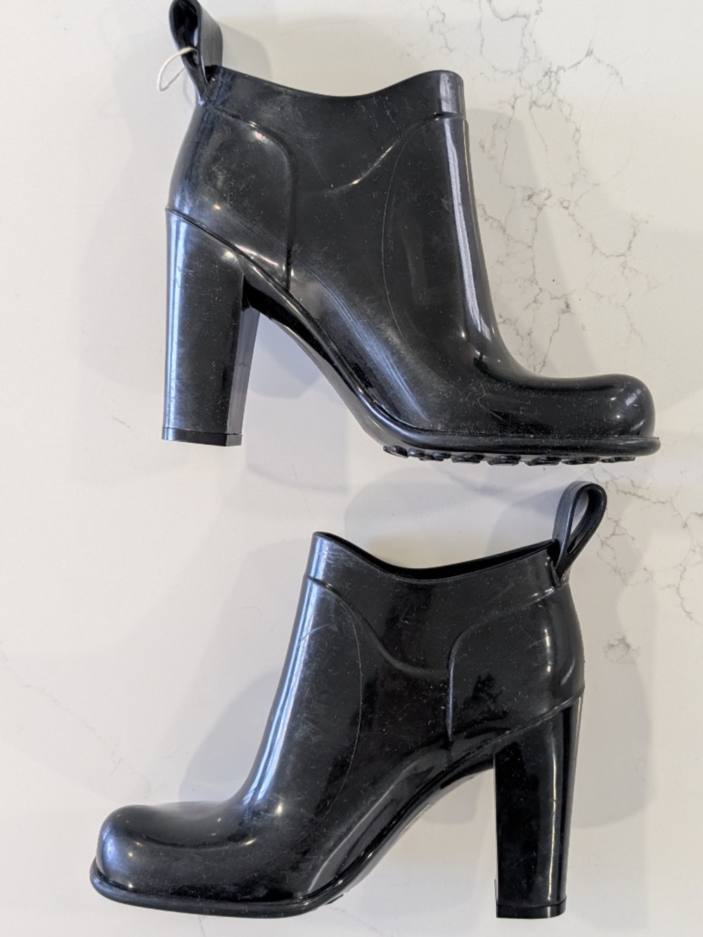 Bottega Veneta Black Shiny Rubber Shine Ankle Boots EU 36 US 6 New Store Model